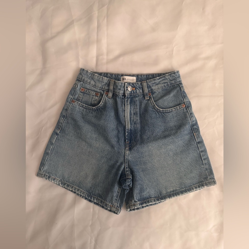 Zara Blue Jean Shorts High-Waisted Vintage Style